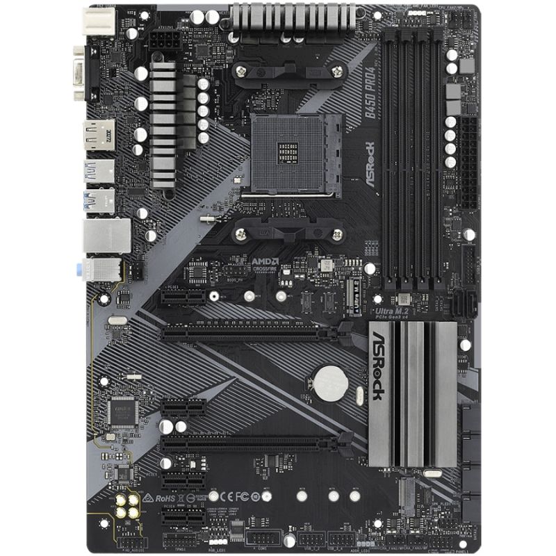 ASRock B450 PRO4 R2.0 (AM4/B450, 4*DDR4, PCIex16, DP, HDMI, VGA, 6xSATA, M.2,GLan, 8ch, ATX) (B450 PRO4 R2.0)