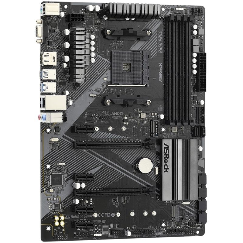 ASRock B450 PRO4 R2.0 (AM4/B450, 4*DDR4, PCIex16, DP, HDMI, VGA, 6xSATA, M.2,GLan, 8ch, ATX) (B450 PRO4 R2.0)