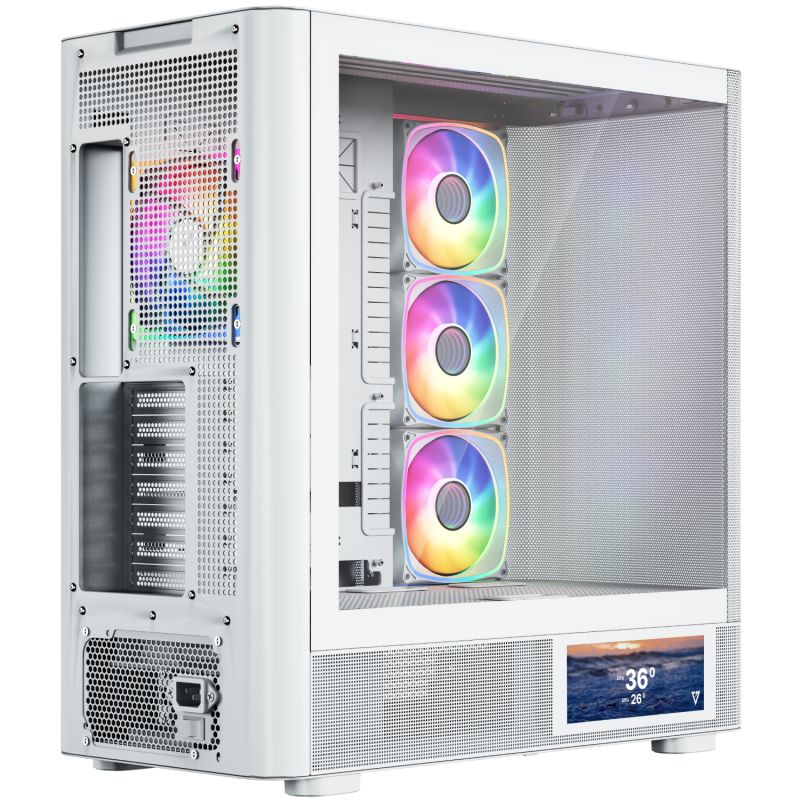 Корпус Modecom VOLCANO AQ400 ARGB MIDI SIDE LCD 6,2”, 4x120mm fans WHITE без БЖ ATX (MC-A-AQ400-4FA-W)