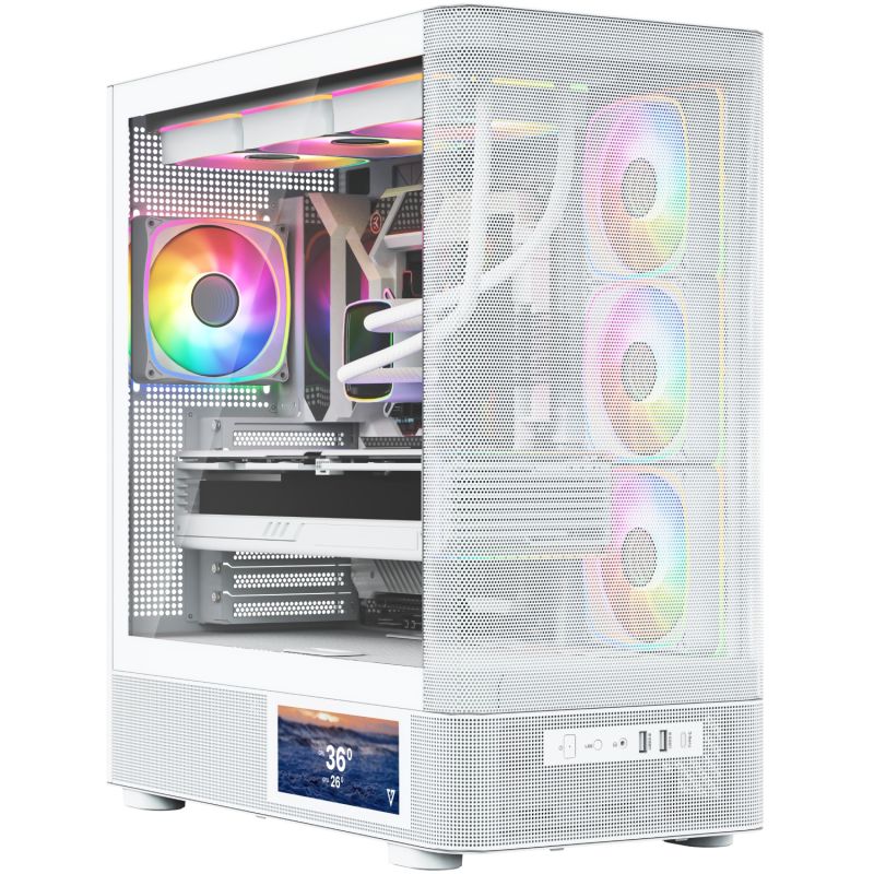Корпус Modecom VOLCANO AQ400 ARGB MIDI SIDE LCD 6,2”, 4x120mm fans WHITE без БЖ ATX (MC-A-AQ400-4FA-W)