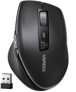 Мишка UGREEN 2.4GHz&BT M751 Ergonomic Contoured-Shape, бездротова, 5000dpi., 5кн., Чорна (45792)