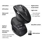 Мишка UGREEN 2.4GHz&BT M751 Ergonomic Contoured-Shape, бездротова, 5000dpi., 5кн., Чорна (45792)