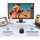 Мишка UGREEN 2.4GHz&BT M751 Ergonomic Contoured-Shape, бездротова, 5000dpi., 5кн., Чорна (45792)