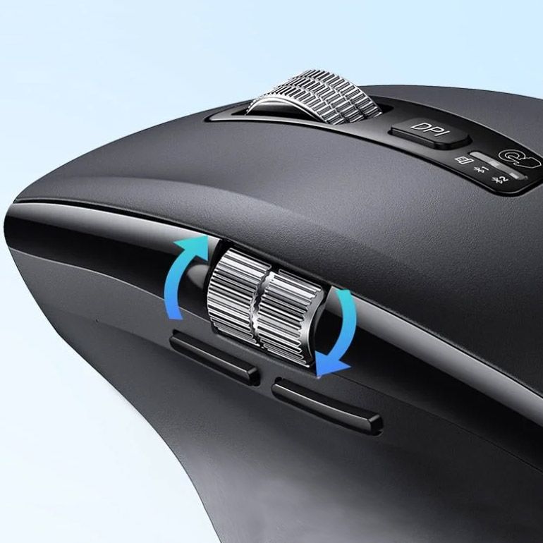 Мишка UGREEN 2.4GHz&BT M751 Ergonomic Contoured-Shape, бездротова, 5000dpi., 5кн., Чорна (45792)