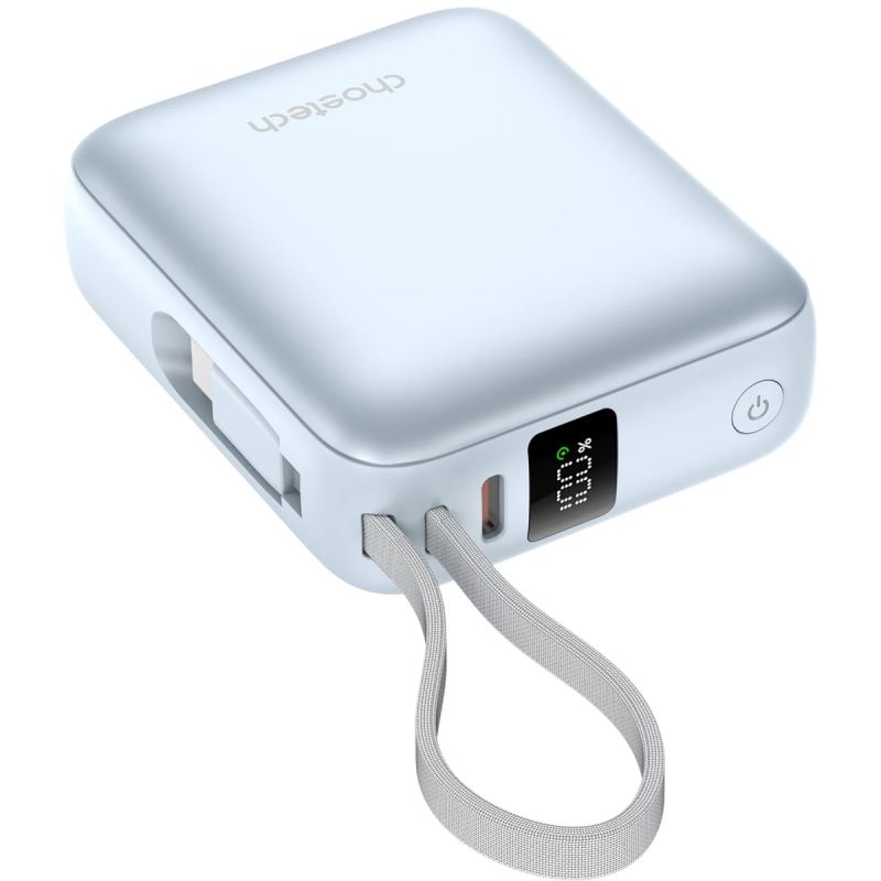 УМБ Choetech 10000mAh 35W PD3.0 USB-C In/Out, with buid-in type-C cabel  голуба (B832-LBE)