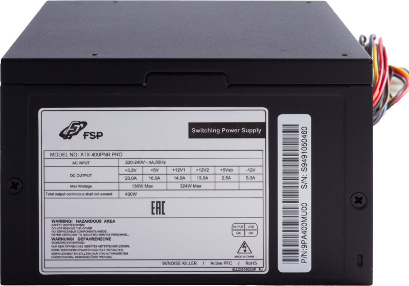 БЖ 400W FSP ATX-400W PNR PRO 120mm silent fan, Retail Box (ATX-400PNR PRO)