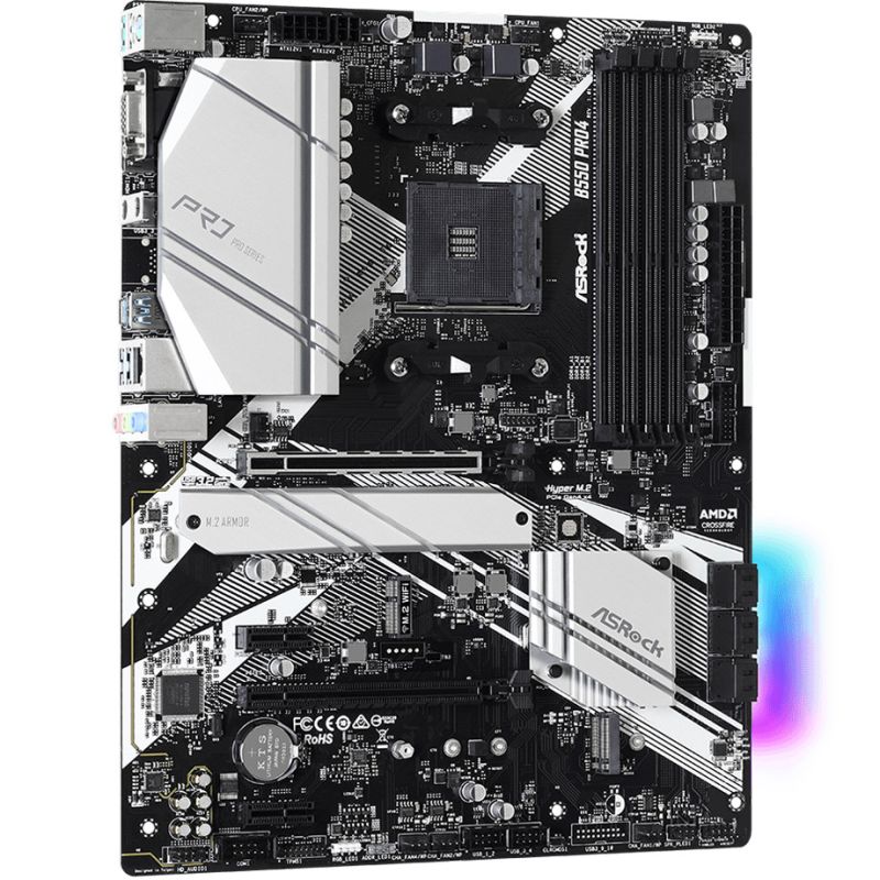 ASRock B550 Pro4 (AM4/B550, 4*DDR4, 2xPCIex16, HDMI/VGA, 6xSATAІІІ, 3xM.2, GLan, 7.1ch, ATX) (B550 Pro4)