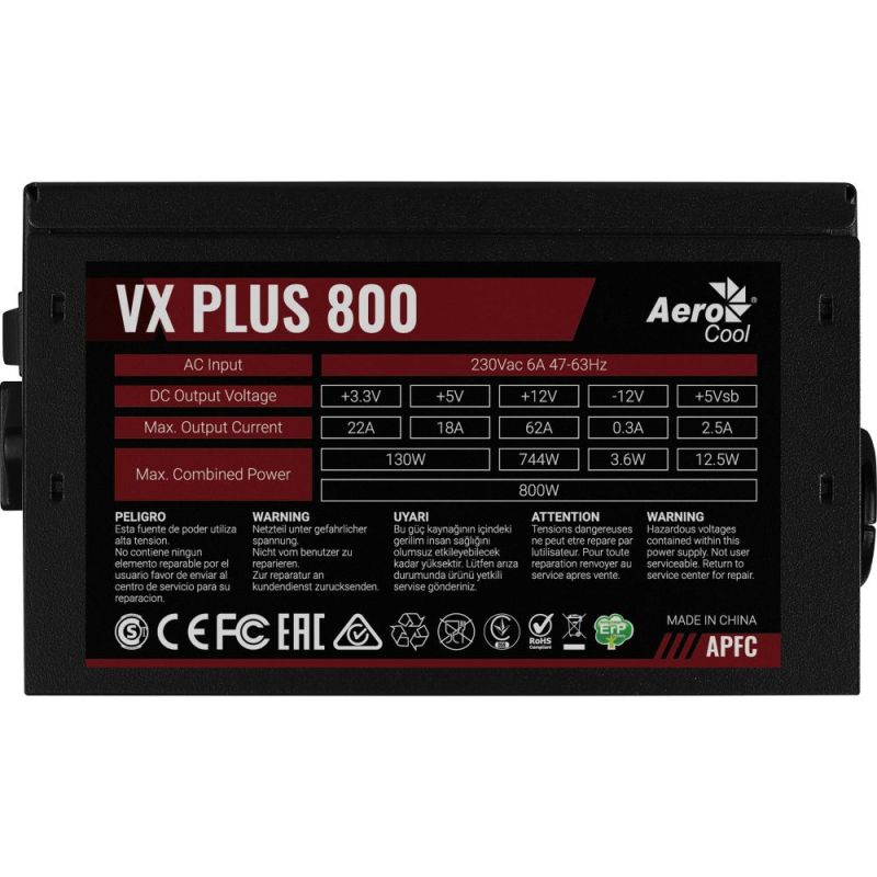 Блок живлення AeroCool VX Plus Stealth 800 800W (ACPN-VS80AEY.12)