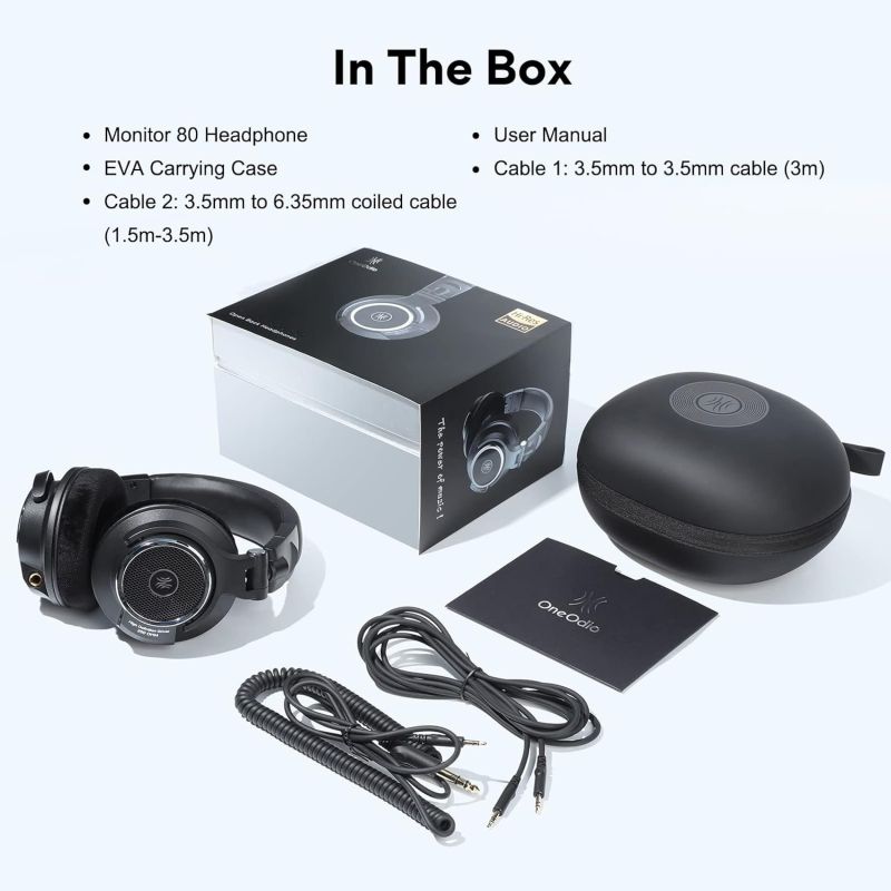 Гарнітура OneOdio Monitor 80, 3,5мм/6,35мм, з кейсом, Black (Monitor 80 Black)