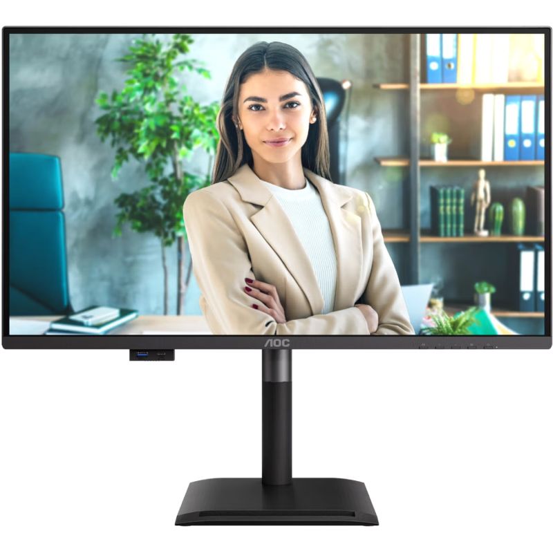 TFT 27" AOC Q27P4U, QHD, IPS, 120Hz, 2xHDMI, DP, USB-hub, HAS, Pivot, колонки, чорний (Q27P4U)