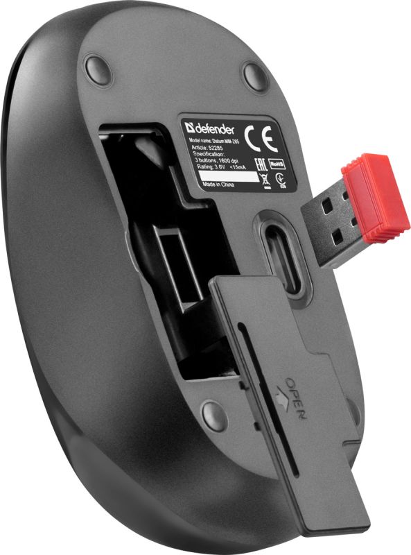 Мишка Defender Datum MM-285, бездротова, 3 кн. 1600 dpi, чорна (52285)