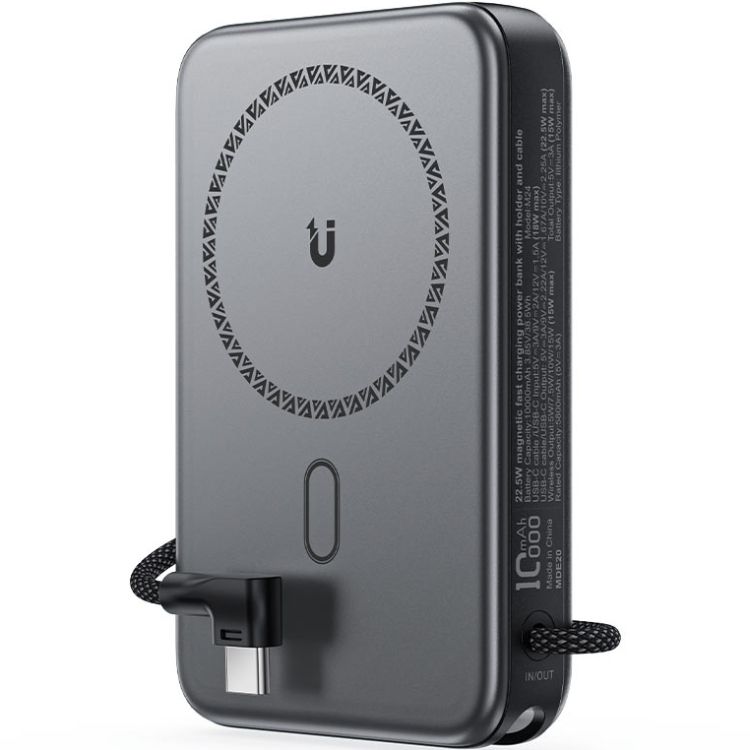 УМБ Acefast Magnetic Wireless 10000mAh 22.5W PD,QC 3.0 USB-C In/Out, QI 15W  M24 Metal Gray (6974316284871)
