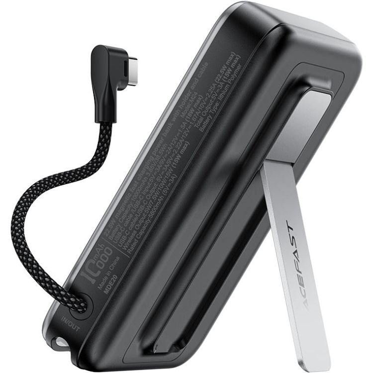 УМБ Acefast Magnetic Wireless 10000mAh 22.5W PD,QC 3.0 USB-C In/Out, QI 15W  M24 Metal Gray (6974316284871)