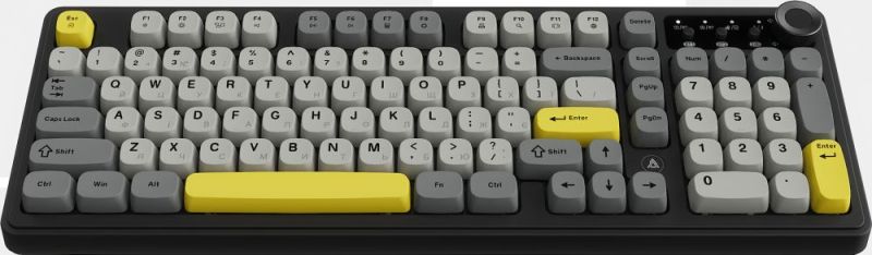 Клавіатура бездротова Ajazz AF98 Plus Black Gray Yellow (AF98-PLUS-BGY)