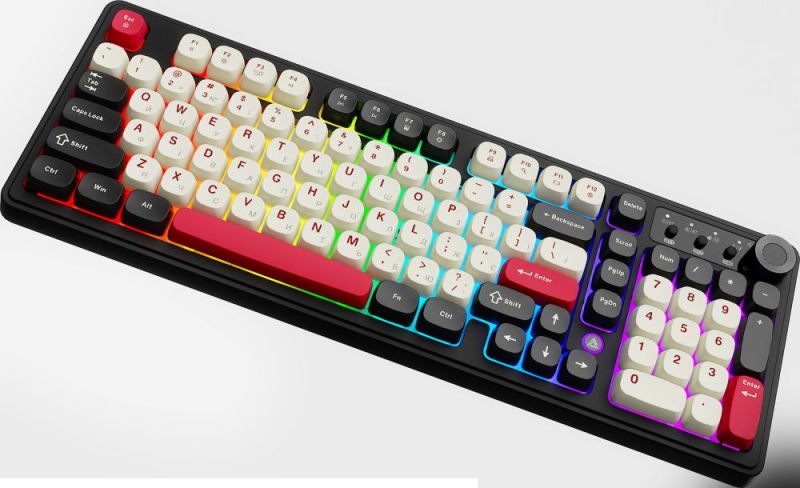 Клавіатура бездротова Ajazz AF98 Plus Black Shark Red (AF98-PLUS-BSR)