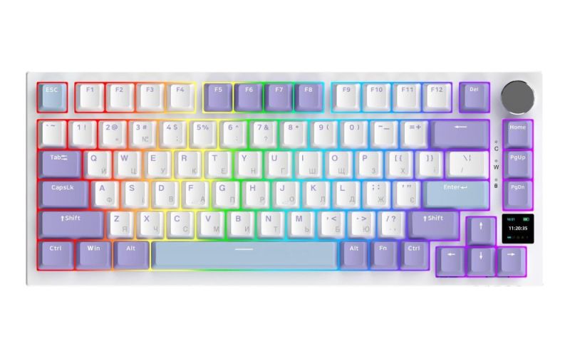 Клавиатура беспроводная Ajazz AK820 Pro Flying Fish Switch Purple RGB With Screen (AK820PRO-FF-PWB)