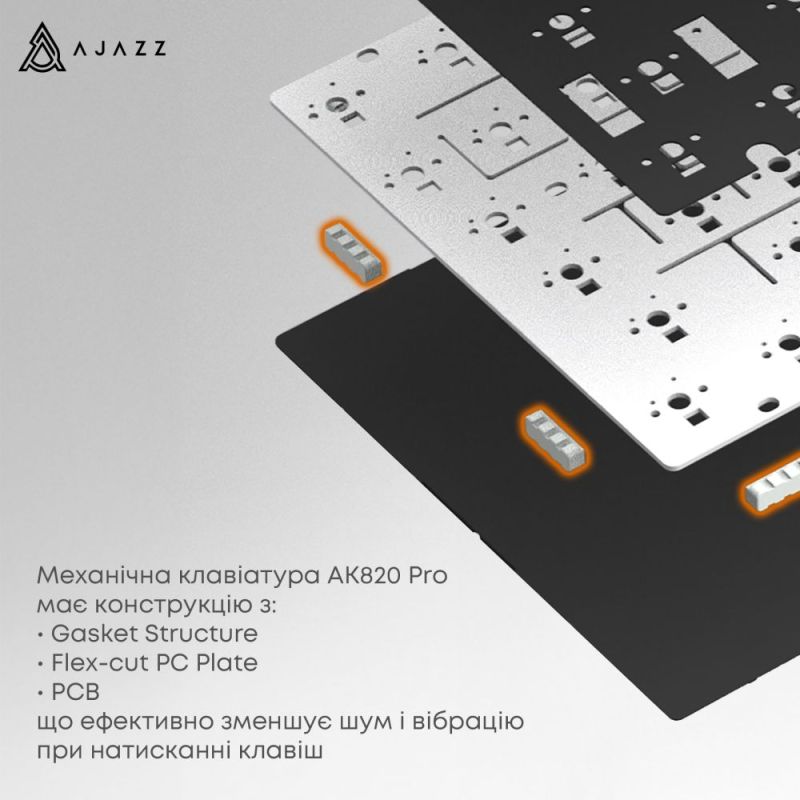Клавиатура беспроводная Ajazz AK820 Pro Flying Fish Switch Purple RGB With Screen (AK820PRO-FF-PWB)