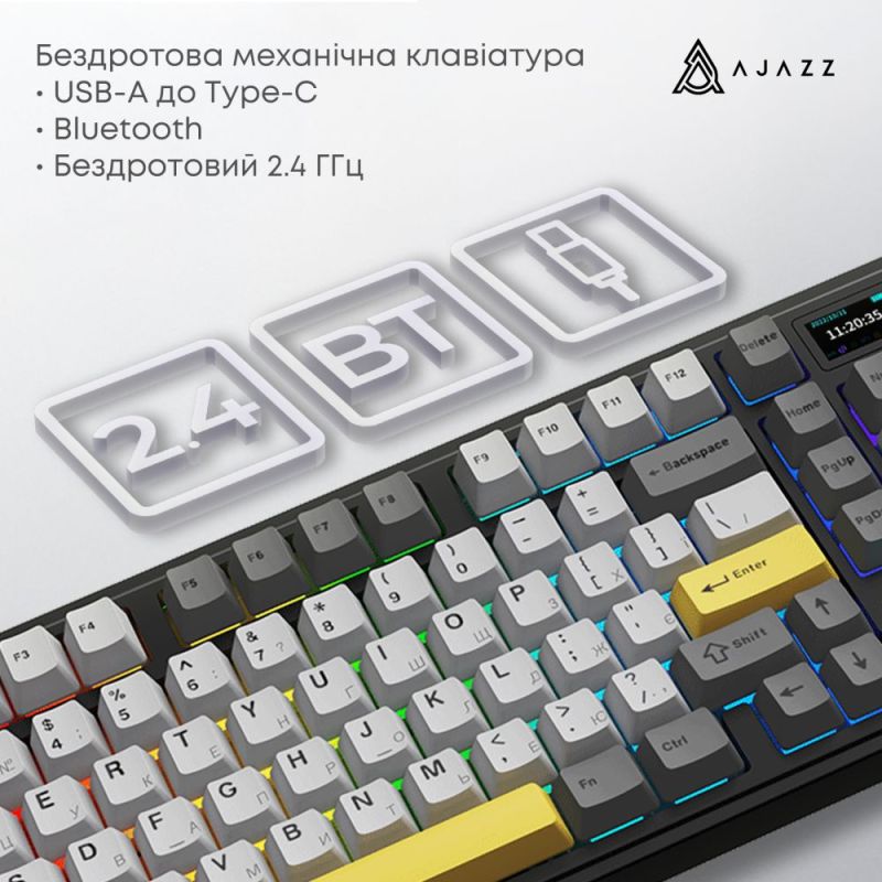 Клавиатура беспроводная Ajazz AK980 V2 Gift Switch V2 Black (AK980-V2-G-BGY)