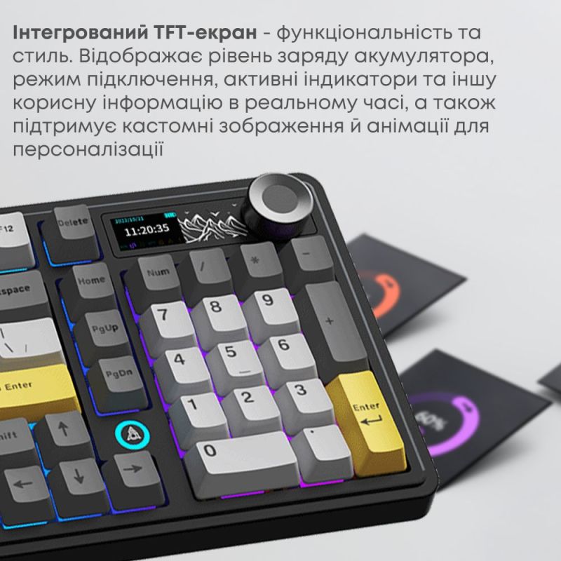 Клавіатура бездротова Ajazz AK980 V2 Maillard Switch Black (AK980-V2-M-BGY)