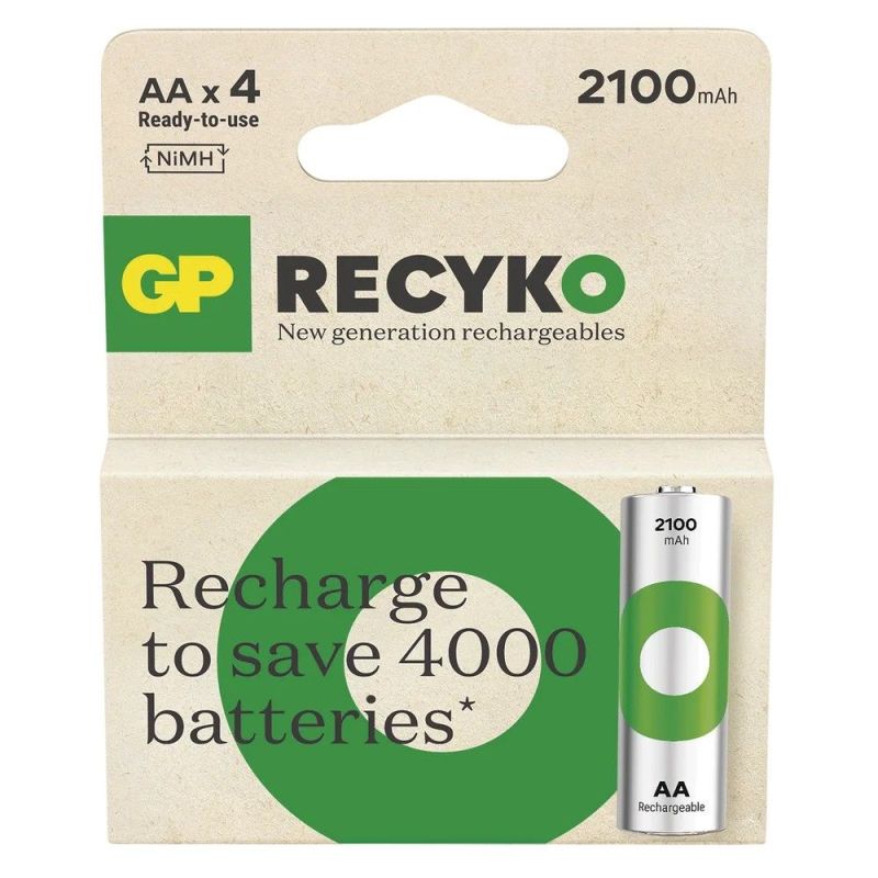 Акумулятори GP Recyko AA/HR06 NI-MH 2100 mAh BL 4 шт (GP210AAHCER21-2TLB4)