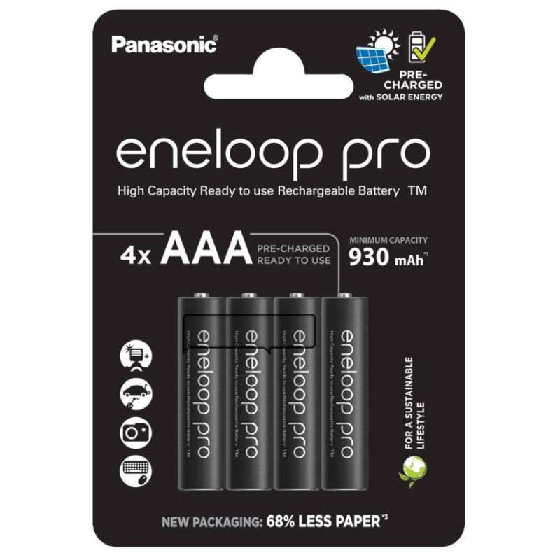 Акумулятори Panasonic Eneloop Pro AAA/HR03 NI-MH 930 mAh BL 4 шт  (BK-4HCDE/4CP)