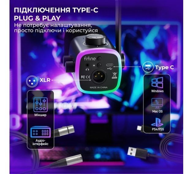Мікрофон Fifine Black (AM9)