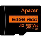 Карта памяти MicroSDXC  64GB UHS-I/U3 Class 10 Apacer + SD адаптер (AP64GMCSX10U8-R)