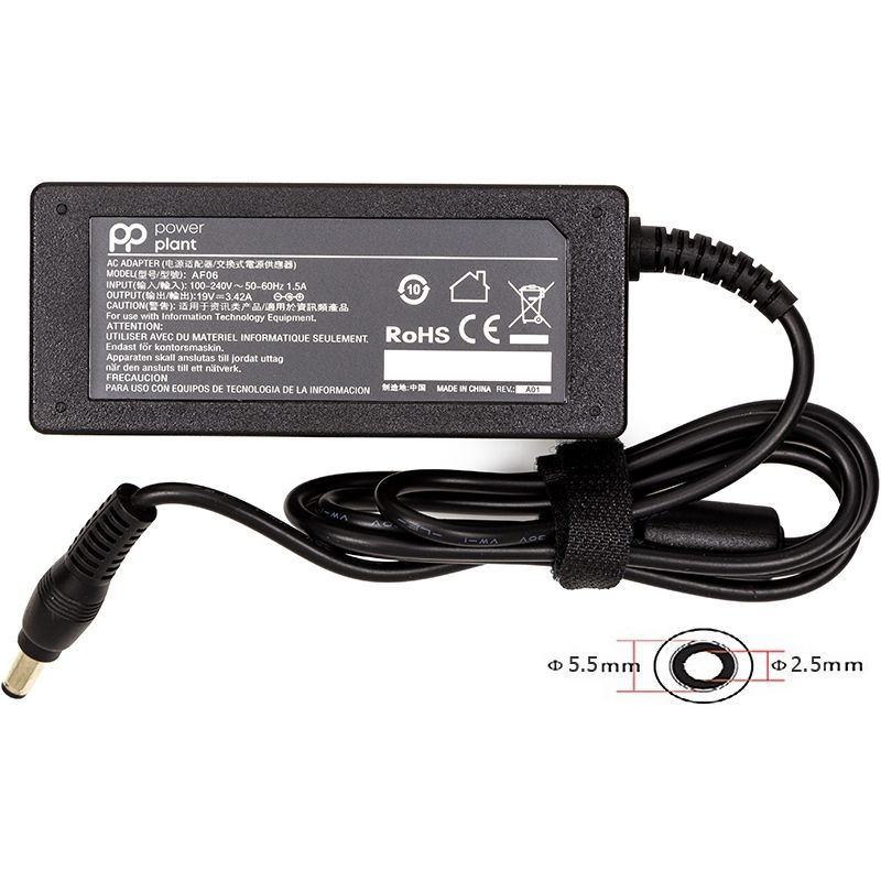 Блок живлення для ноутбуків PowerPlant ASUS 220V, 19V 65W 3.42A (5.5*2.5) (AS65F5525)