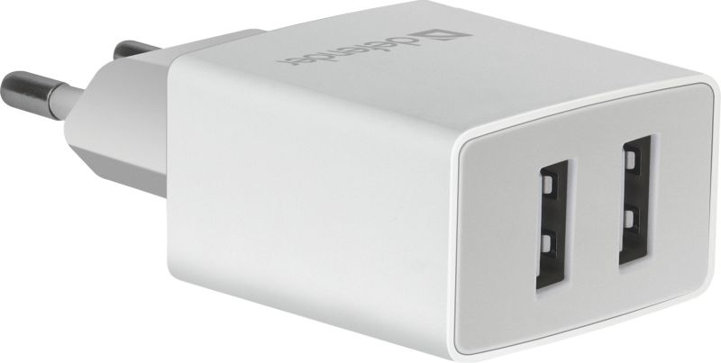 Зарядний пристрій 2xUSB 16W 2.1A UPA-22 білий Defender (83580)