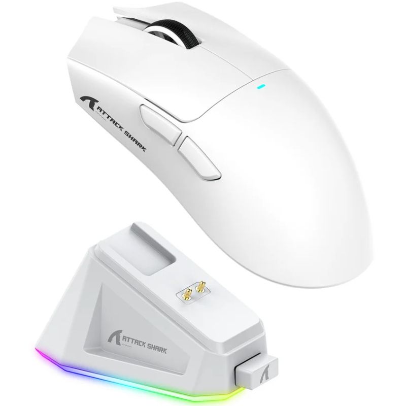 Мишка Attack Shark X11, Wireless/Bluetooth, 22000dpi. (PAW3311), 6кн., White (X11W_AS)