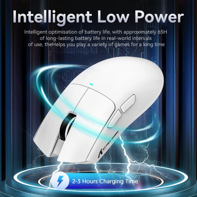 Мишка Attack Shark X11, Wireless/Bluetooth, 22000dpi. (PAW3311), 6кн., White (X11W_AS)