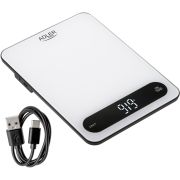 Ваги кухонні Adler AD 3177 white black електронні/ 10кг/ г; мл, унція/ USB type C/ автовимкнення (AD3177WB)