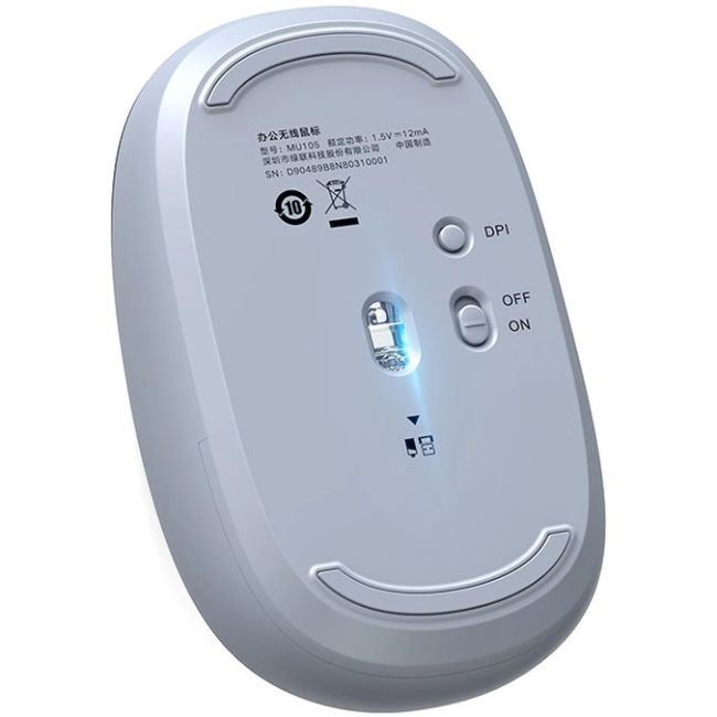 Мишка UGREEN 2.4GHz MU105, бездротова, 2400dpi., 3кн., Світло-синя (90671)