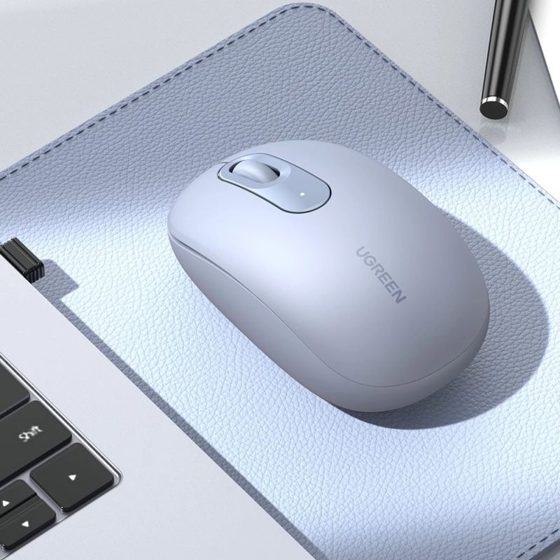 Мишка UGREEN 2.4GHz MU105, бездротова, 2400dpi., 3кн., Світло-синя (90671)