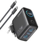 Мережевий зарядний пристрій Anker GaN Charger 100W, 2xUSB-C, 1xUSB-A, Display Dark Gray + кабель USB Type-C (B121BGZ1)