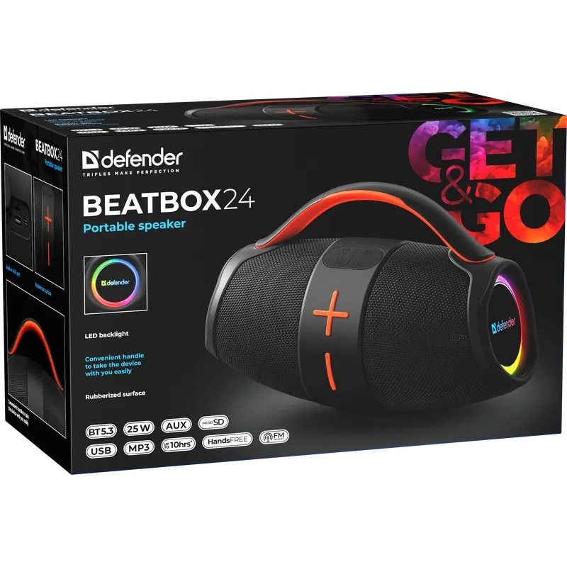 Акустична система 1.0 Defender Beatbox 24, 25Вт Bluetooth/FM/TF/USB/AUX/TWS чорна (65324)