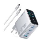 Мережевий зарядний пристрій Anker Laptop GaN Charger Silver, 140W 3xUSB-C 1xUSB-A Display + кабель USB Type-C (B2697G41)
