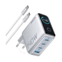 Сетевое зарядное устройство Anker Laptop GaN Charger Silver, 140W 3xUSB-C 1xUSB-A Display + кабель USB Type-C (B2697G41)