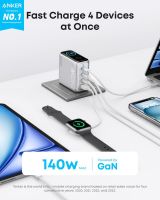 Мережевий зарядний пристрій Anker Laptop GaN Charger Silver, 140W 3xUSB-C 1xUSB-A Display + кабель USB Type-C (B2697G41)