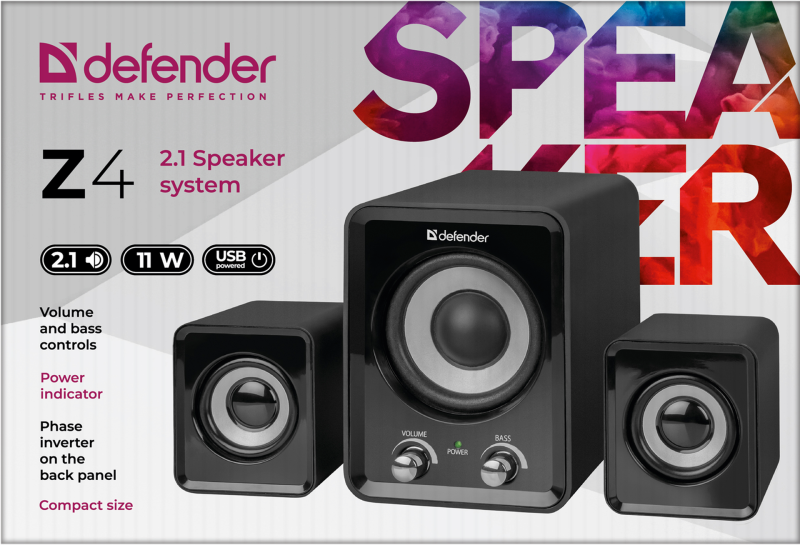 Акустична система 2.1 Defender Z4, 11 Вт, USB (65508)