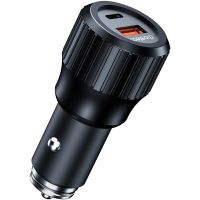 Автозарядка 2xUSB 63W (USB-C+USB-A) PD45W+QC3.018W чорна Choetech (TC0010-BK)