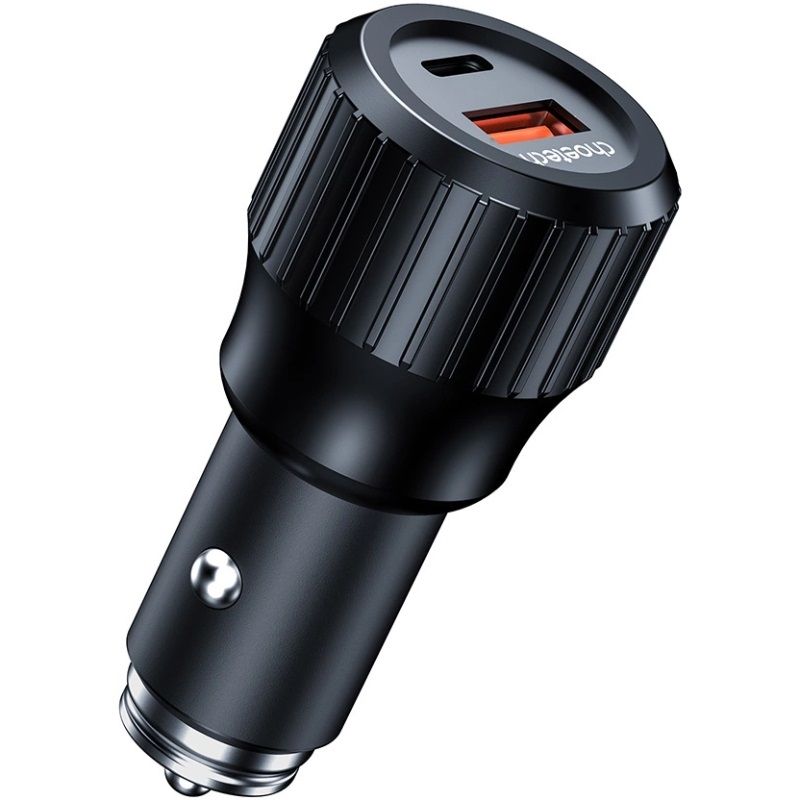 Автозарядка 2xUSB 63W (USB-C+USB-A) PD45W+QC3.018W чорна Choetech (TC0010-BK)