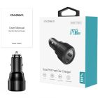 Автозарядка 2xUSB 63W (USB-C+USB-A) PD45W+QC3.018W чорна Choetech (TC0010-BK)