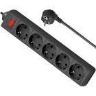 Power filtr 1.8м Defender ES1.8, чорний, 5 розеток, з вимикачем (994840)