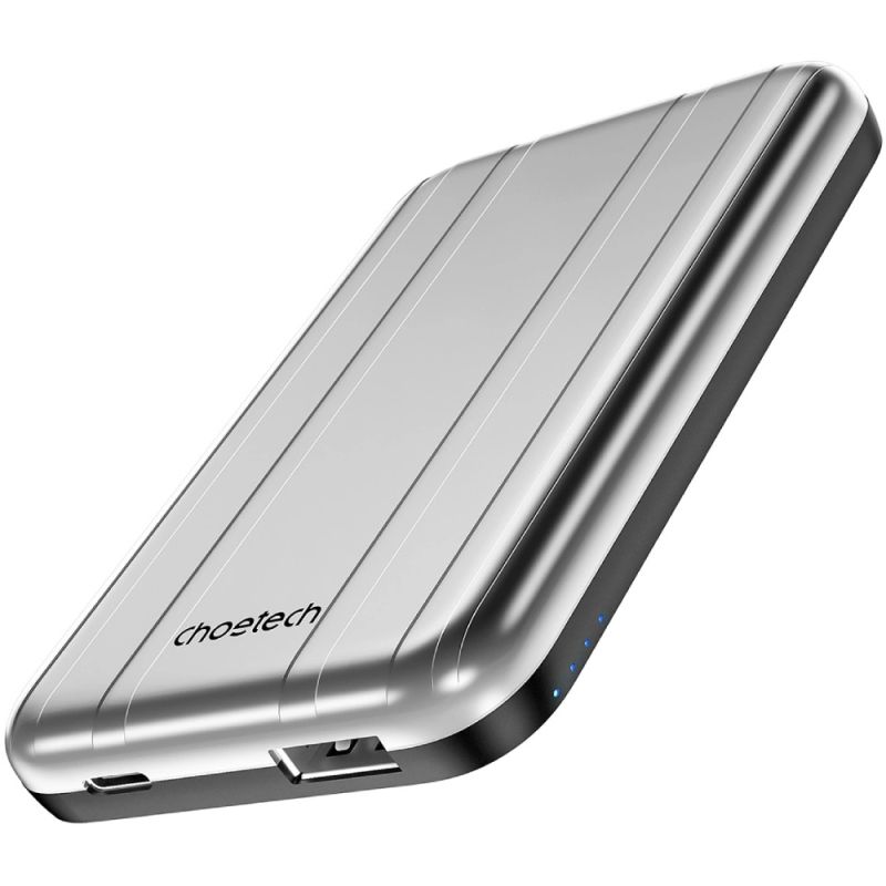УМБ Choetech Magnetic Wireless 5000mAh USB-A,USB-C In/Out B655 mini silver (6932112104779)