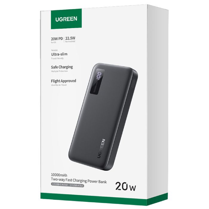 УМБ Ugreen 10000mAh 20W PD,QC3.0 USB-A+USB-C Black (PB311) (25742)