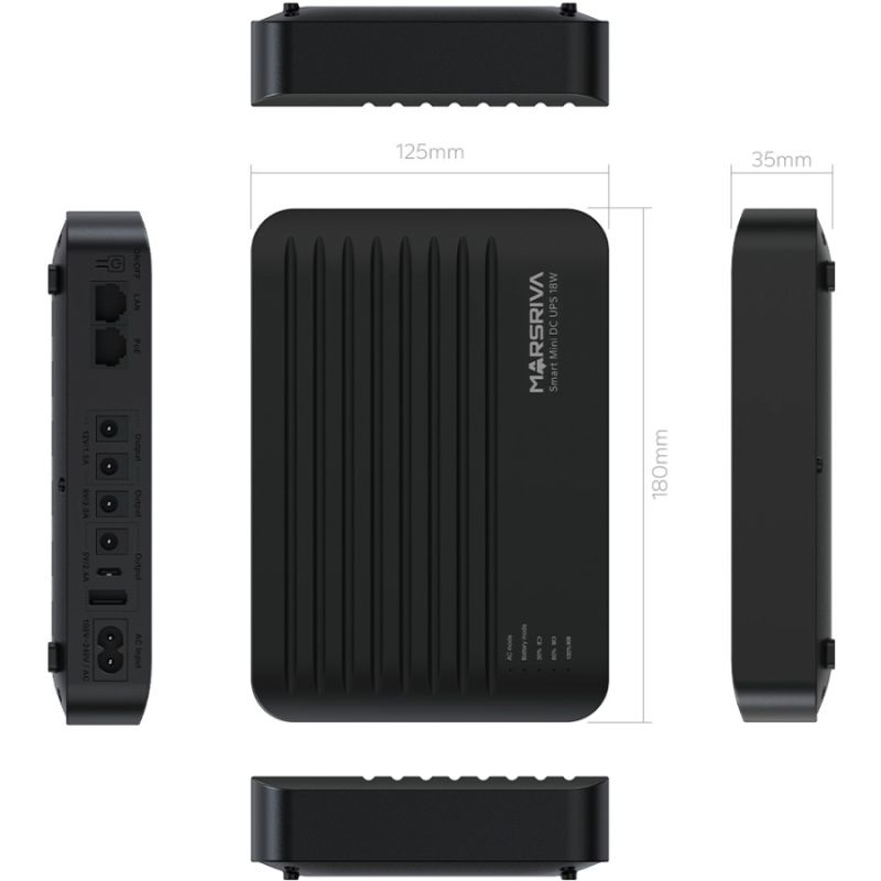 ДБЖ Marsriva DC Router UPS KP5 Max 4xDC+USB+USB-C+PoE OUT, 5V/9V/12V/24V 18W 20000mAh LiFePO4 (KP5 Max_MARSRIVA)