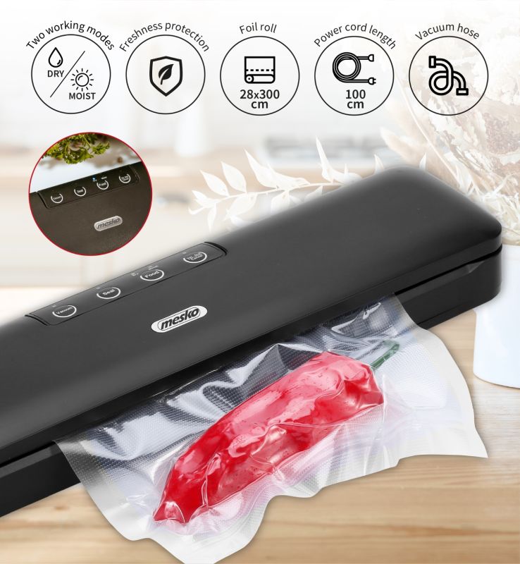 Вакууматор Mesko MS 4492 для пакетів,рулонів та контейнерів/ 95Вт/ 30см/ ел. керування/ чорний (MS4492)