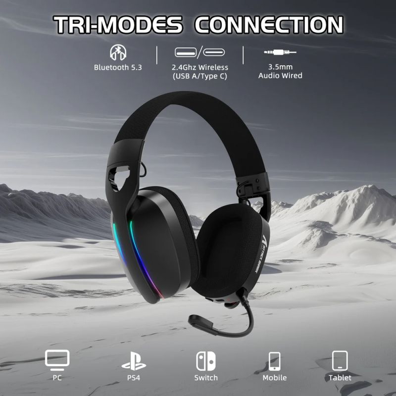 Ігрова гарнітура Attack Shark L90 Wireless,2.4GHz/Bluetooth/3.5mm PS4/PS5/Switch/Xbox/Mac/PC Black (L90B_AS)