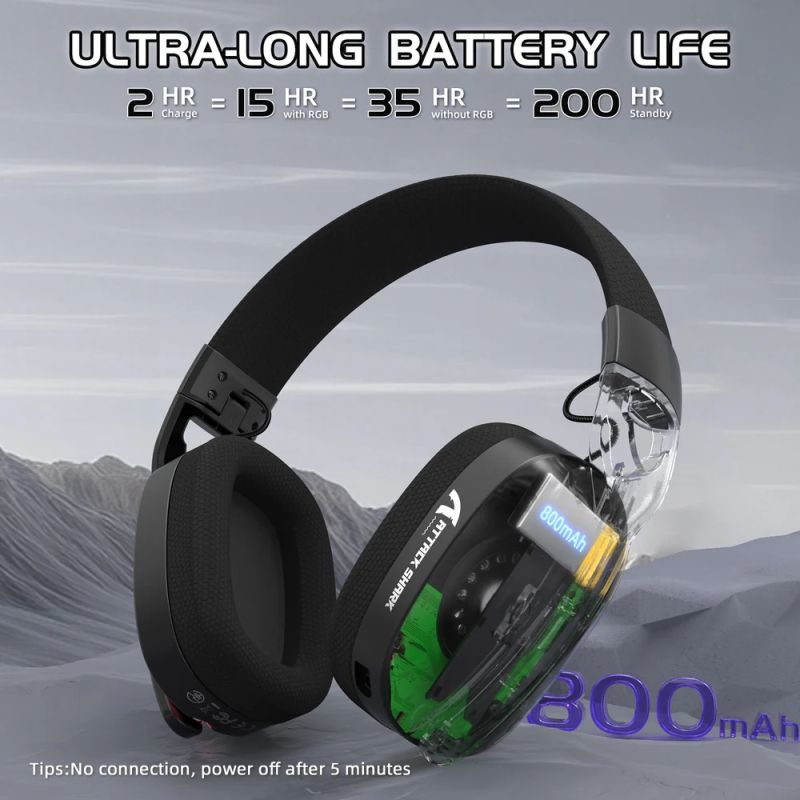 Ігрова гарнітура Attack Shark L90 Wireless,2.4GHz/Bluetooth/3.5mm PS4/PS5/Switch/Xbox/Mac/PC Black (L90B_AS)